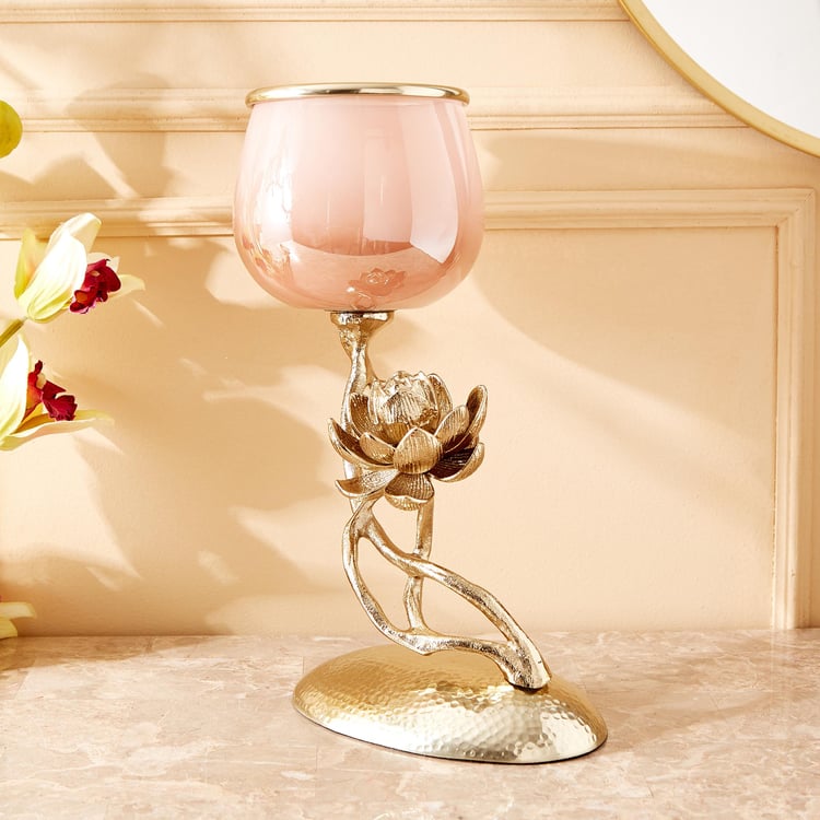 Eternity Vivere Glass Lotus Pedestal Votive Holder