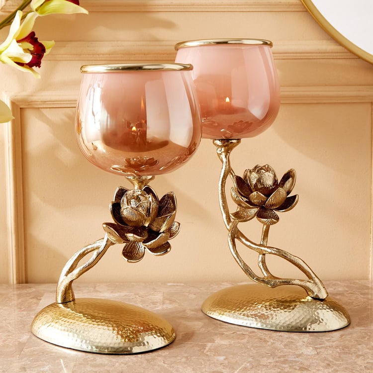 Eternity Vivere Glass Lotus Pedestal Votive Holder