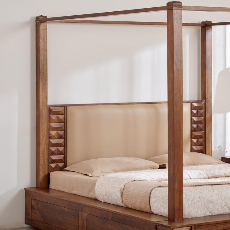 Adana Swaram Mango Wood King Poster Bed - Brown