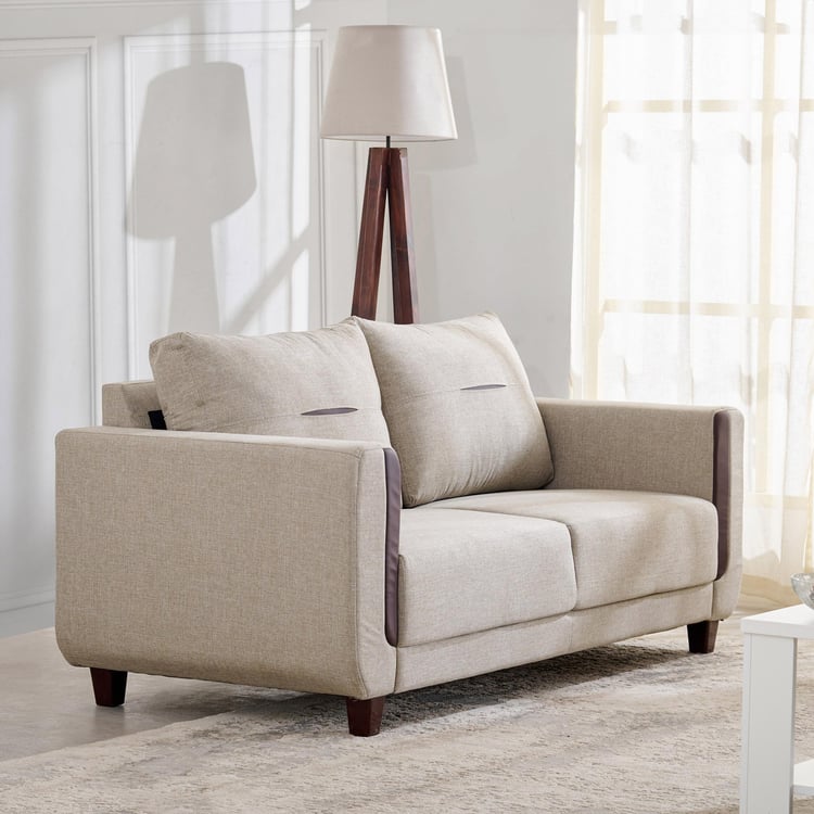 Berry Fabric 3-Seater Sofa - Beige