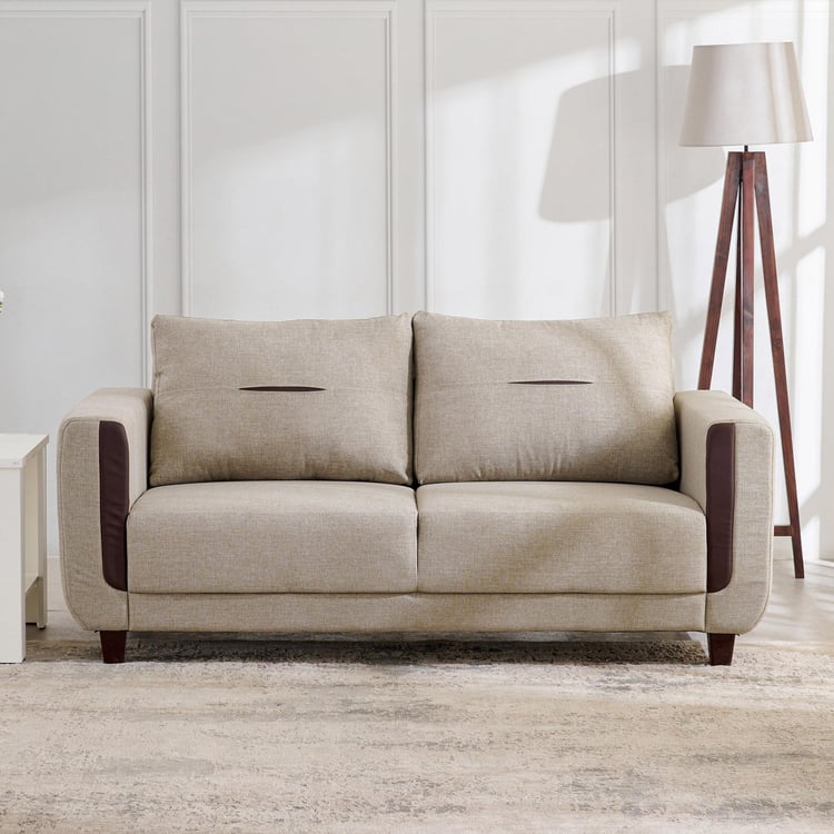 Berry Fabric 3-Seater Sofa - Beige