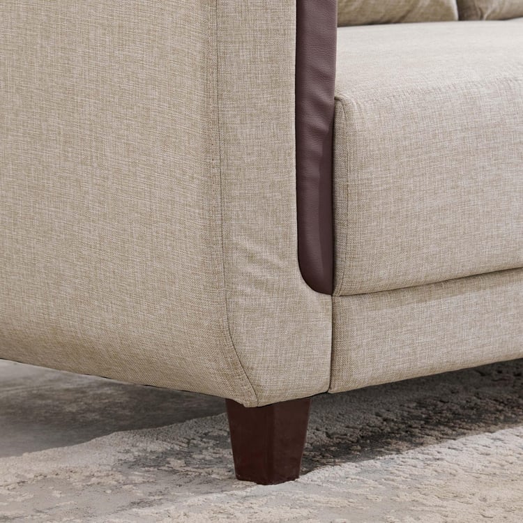 Berry Fabric 3-Seater Sofa - Beige