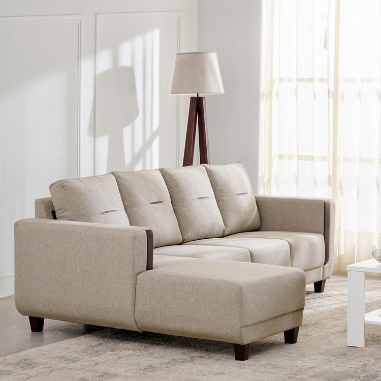 Berry Fabric 3-Seater Sofa with Left Chaise  - Beige