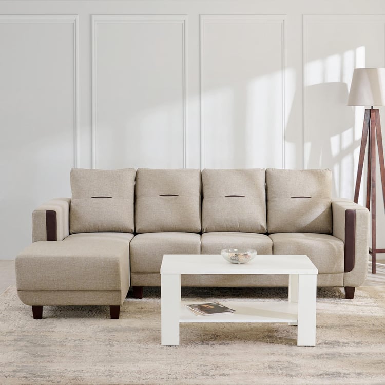 Berry Fabric 3-Seater Sofa with Left Chaise  - Beige