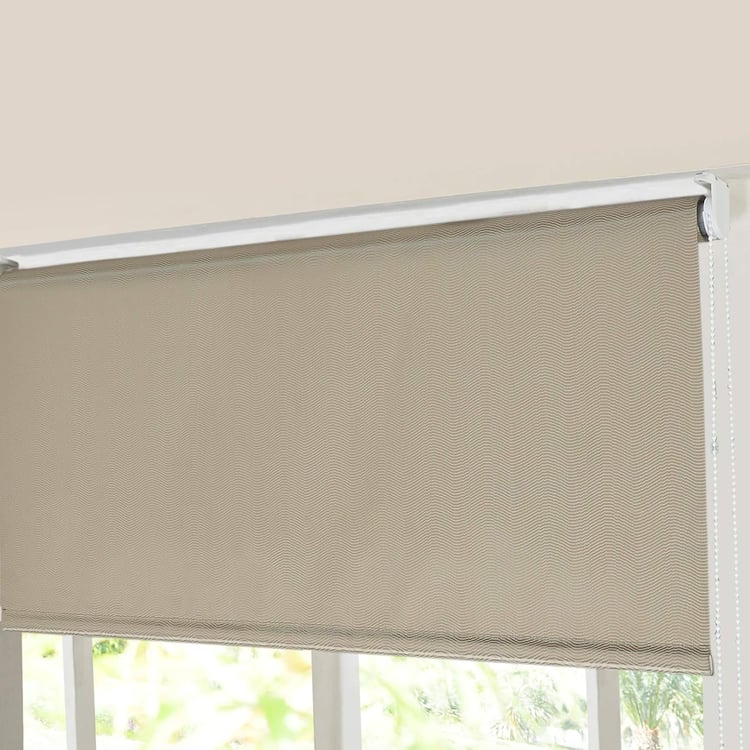 DECO WINDOW Beige Jacquard Blackout Roller Blind - 42x84"