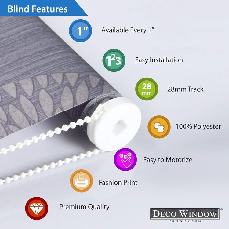 DECO WINDOW Grey Printed Roller Blind - 52x84