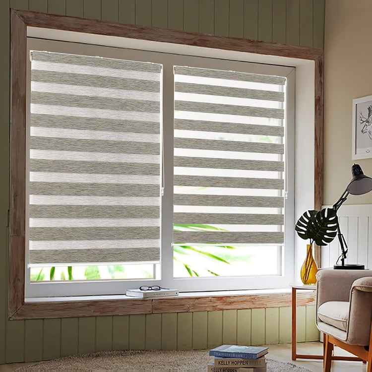 DECO WINDOW Brown Zebra Roller Blind - 40x84"