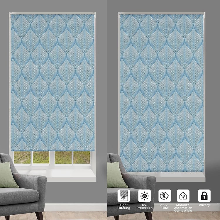 DECO WINDOW Blue Booti Roller Blind - 21x84"