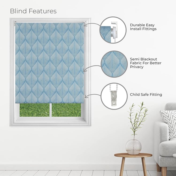 DECO WINDOW Blue Booti Roller Blind - 21x84"