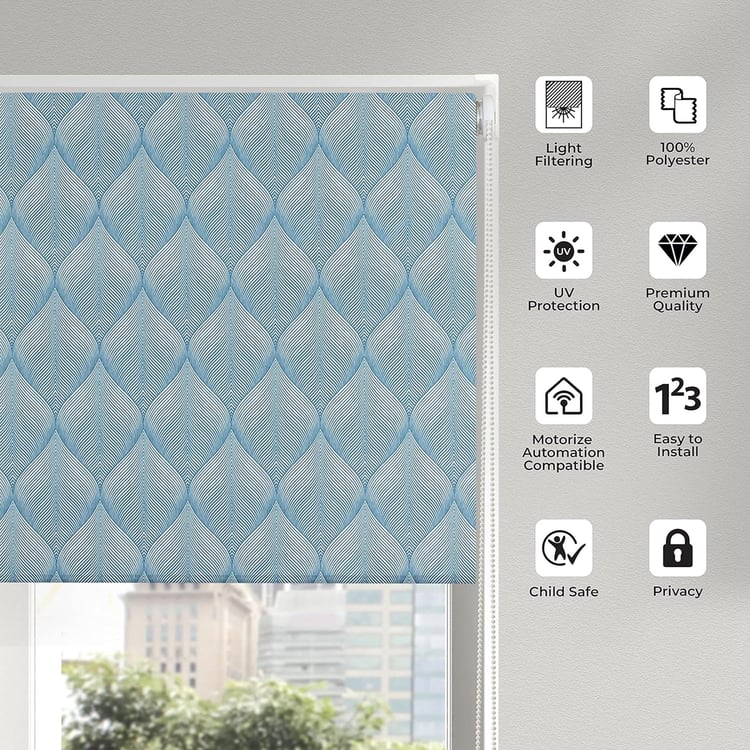 DECO WINDOW Blue Booti Roller Blind - 21x84"