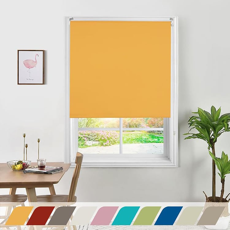 DECO WINDOW Yellow Blackout Roller Blind - 41x84''