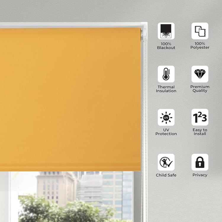 DECO WINDOW Yellow Blackout Roller Blind - 41x84''