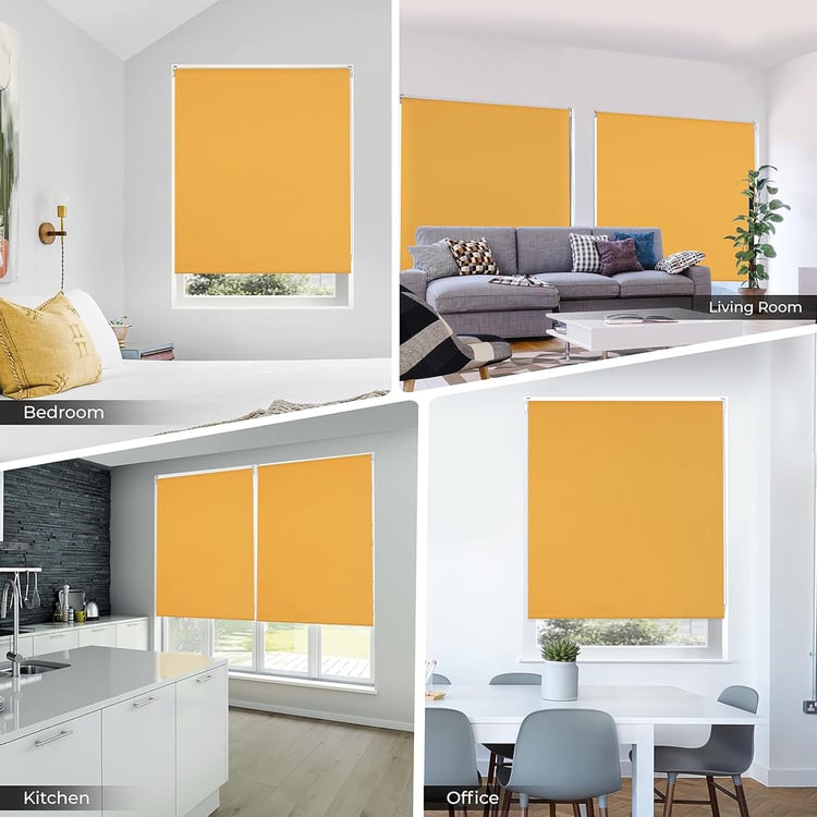 DECO WINDOW Yellow Blackout Roller Blind - 41x84''