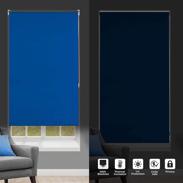 DECO WINDOW Blue Blackout Roller Blind - 34x84