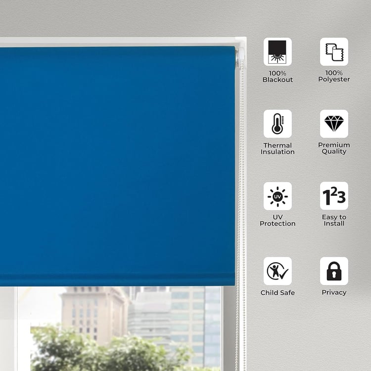 DECO WINDOW Blue Blackout Roller Blind - 34x84