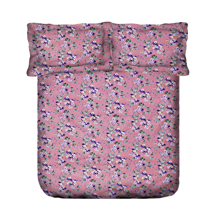 SWAYAM Dream of Violets Floral Symphony 160TC Cotton Queen Bedsheet Set