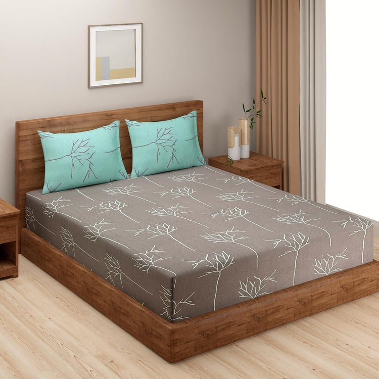 SWAYAM Winter Branches Cotton King Bedsheet Set