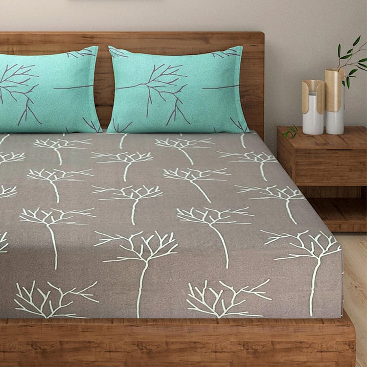 SWAYAM Winter Branches Cotton King Bedsheet Set