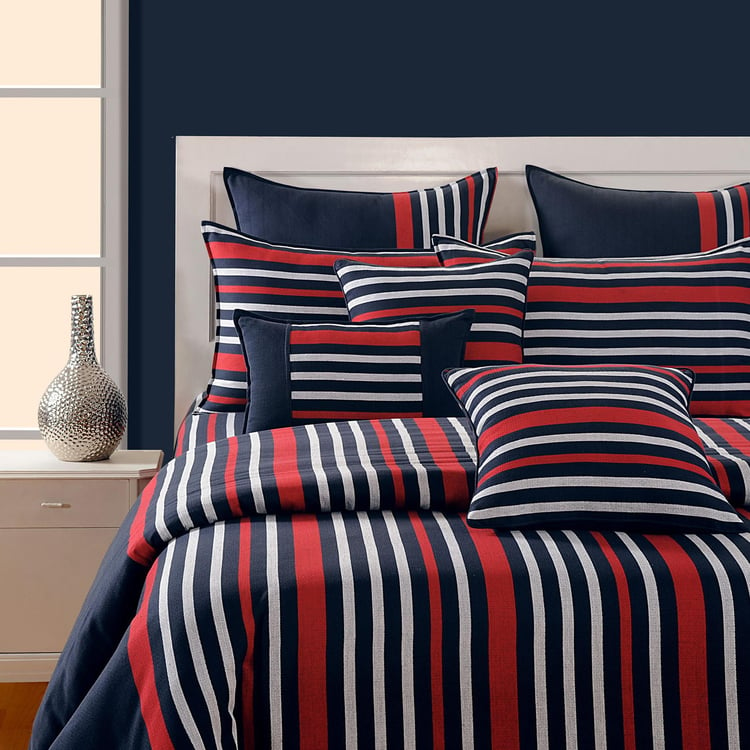 SWAYAM Nautical Stripes Classic Cotton Comfort Queen Bedsheet Set