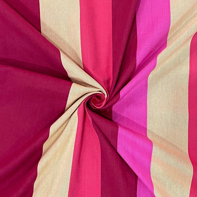 SWAYAM Pink Panache Yarn-Dyed Striped Cotton Queen Bedsheet Set