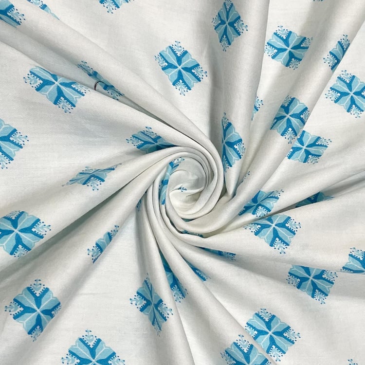 SWAYAM Azure Geometry 250TC Cotton Satin Queen Bedsheet Set