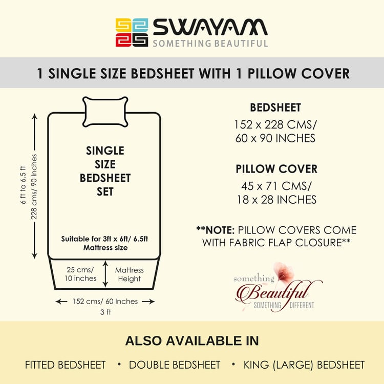 SWAYAM Painted Skies 250TC 2Pcs Cotton Satin Single Bedsheet Set