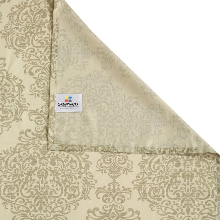 SWAYAM Regal Damask 250TC Cotton Satin Queen Bedsheet Set