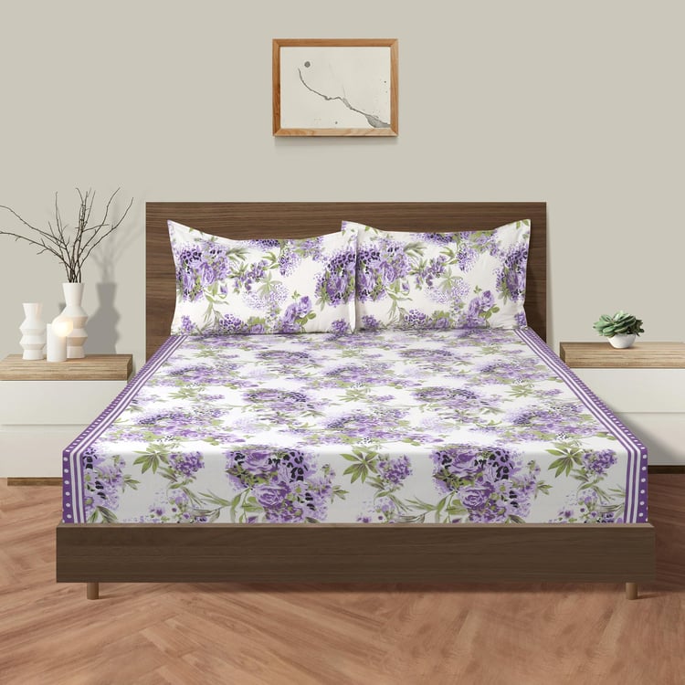 SWAYAM Whispering Lilacs 160TC Queen Bedsheet Set