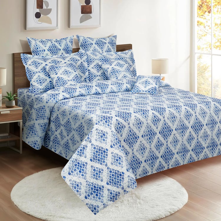 SWAYAM Ocean Printed Cotton Queen Bedsheet Set