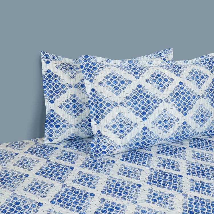 SWAYAM Ocean Printed Cotton Queen Bedsheet Set