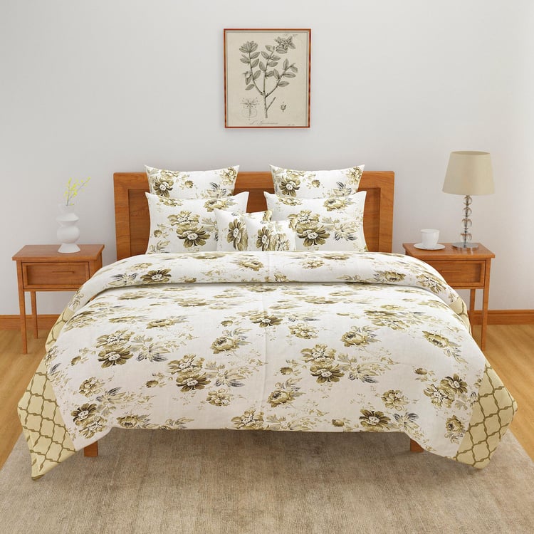 SWAYAM Mint Blossom Haven 160TC Floral Queen Bedsheet Set