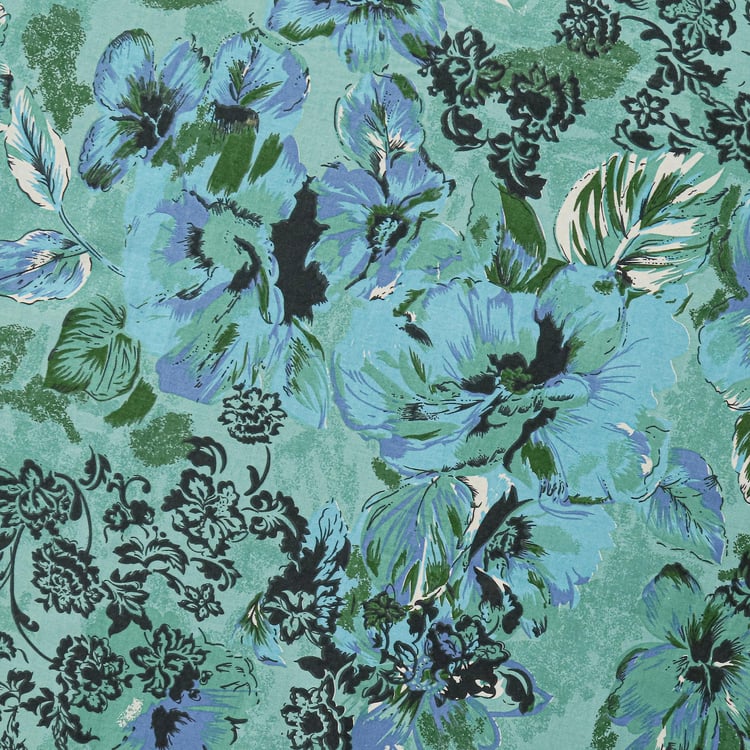 SWAYAM Aqua Florals 160TC Queen Bedsheet Set