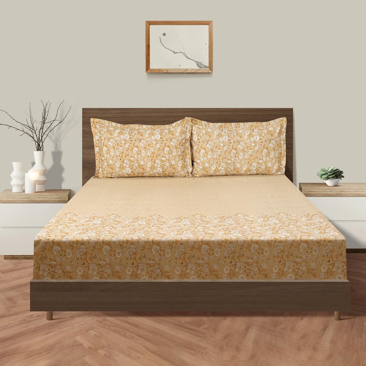 SWAYAM Floral Sketch 160TC Queen Bedsheet Set