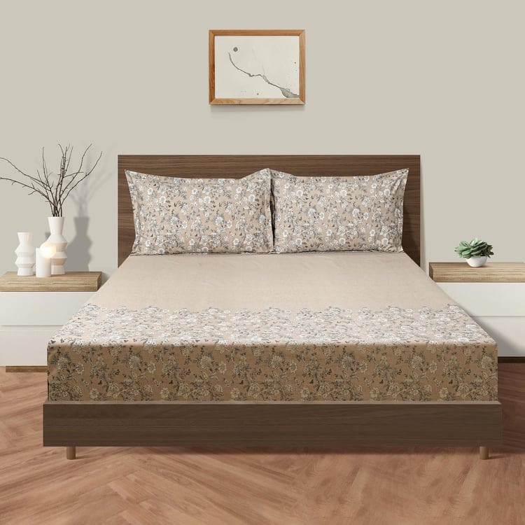 SWAYAM Floral Sketch 160TC Queen Bedsheet Set