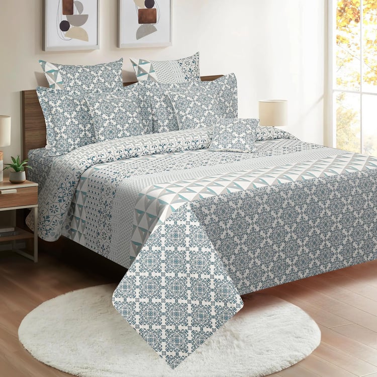 SWAYAM Abstract Mosaic 210TC Geometric Waves Queen Bedsheet Set
