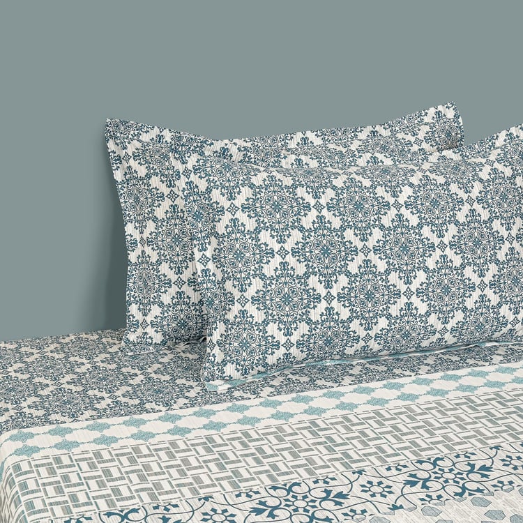 SWAYAM Abstract Mosaic 210TC Geometric Waves Queen Bedsheet Set