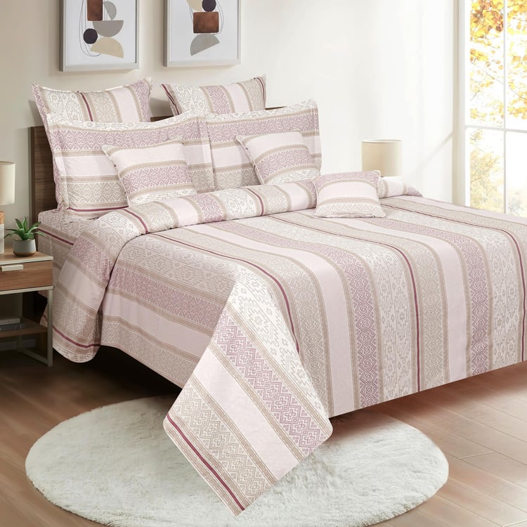 SWAYAM Geometric Mosaic 210TC Serenity Queen Bedsheet Set