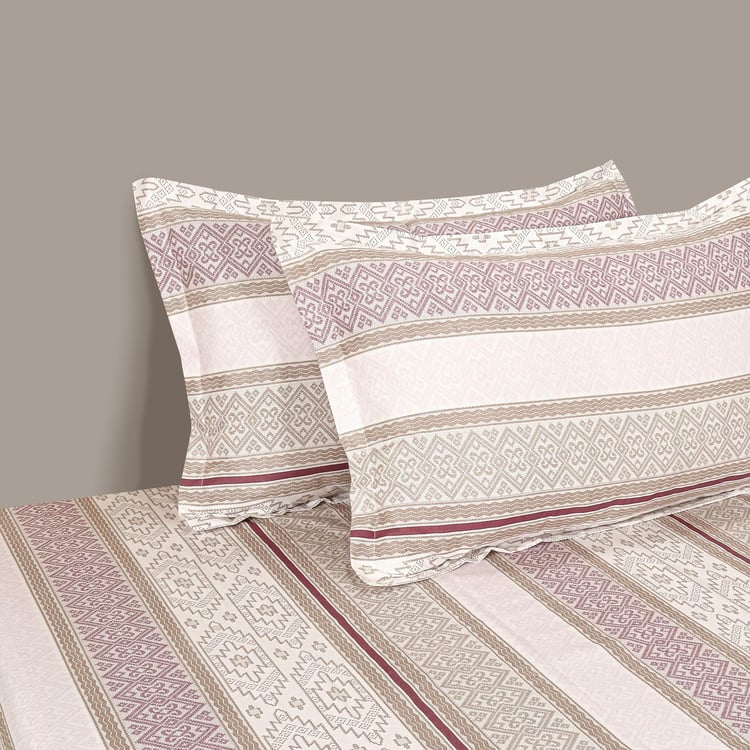 SWAYAM Geometric Mosaic 210TC Serenity Queen Bedsheet Set