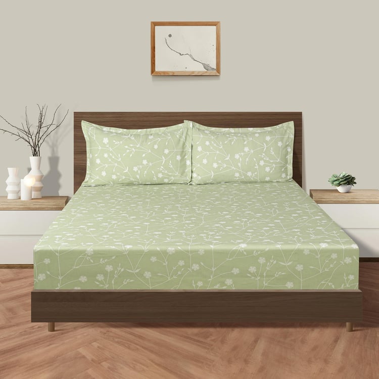 SWAYAM Serene Spring 210TC Cotton Harmony Queen Bedsheet Set