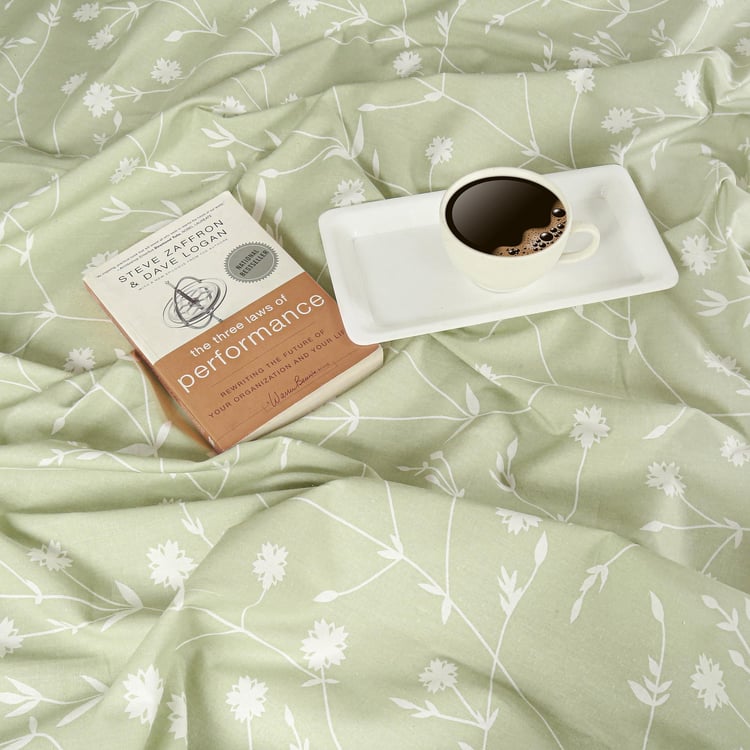 SWAYAM Serene Spring 210TC Cotton Harmony Queen Bedsheet Set