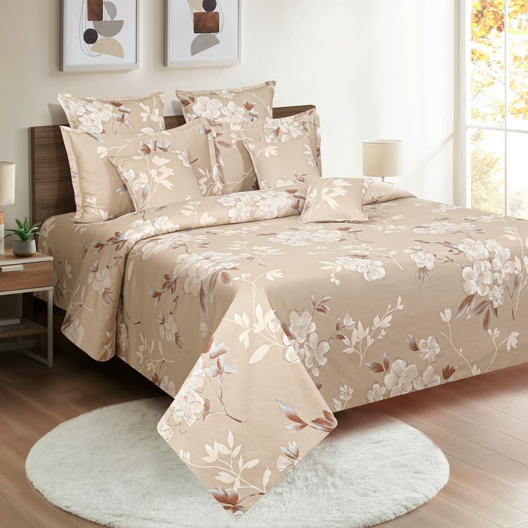 SWAYAM Champa Bloom 250TC Cotton Satin Queen Bedsheet Set