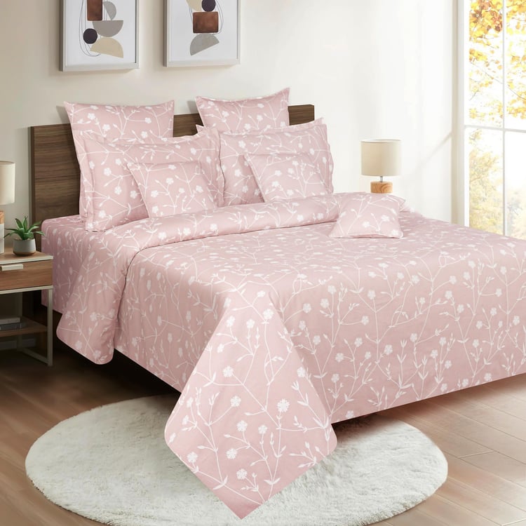 SWAYAM Blush Botanica 210TC Cotton Elegance Super King Bedsheet Set