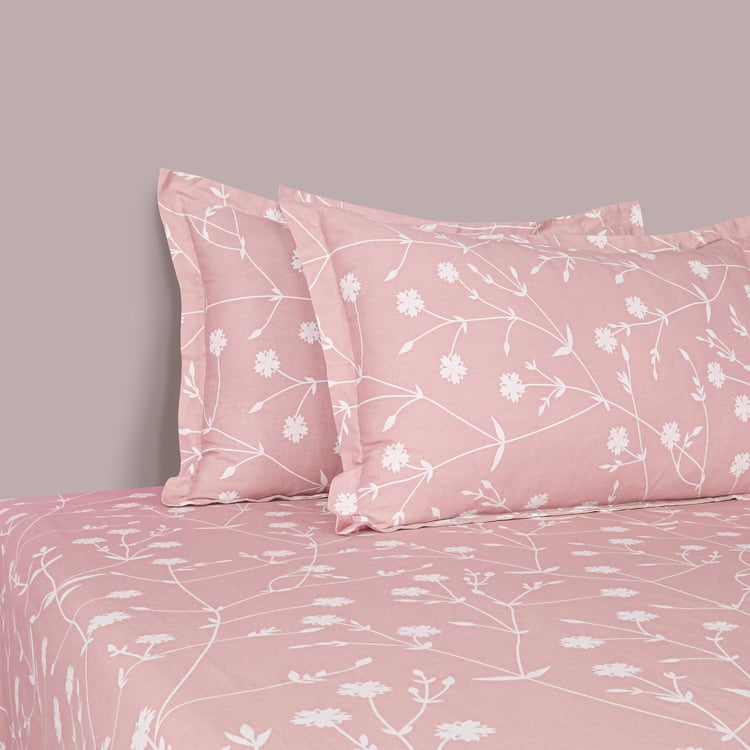SWAYAM Blush Botanica 210TC Cotton Elegance Super King Bedsheet Set