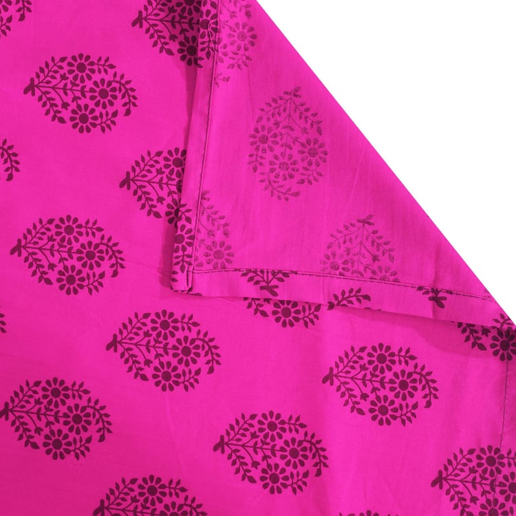 SWAYAM Magenta Mirage Ethnic Buti 200TC Cotton King Bedsheet Set