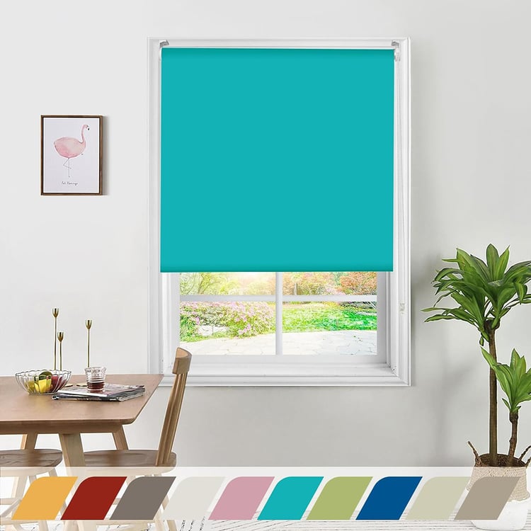 DECO WINDOW Teal Translucent Roller Blind - 36x84"