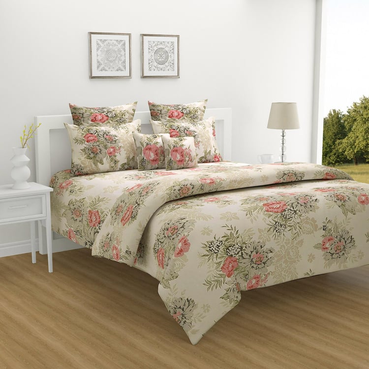 SWAYAM Blossom Haven 250TC Cotton Satin Queen Bedsheet Set