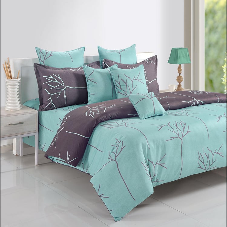 SWAYAM Aqua Arboretum Serene Cotton 210TC 3Pcs King Bedsheet Set