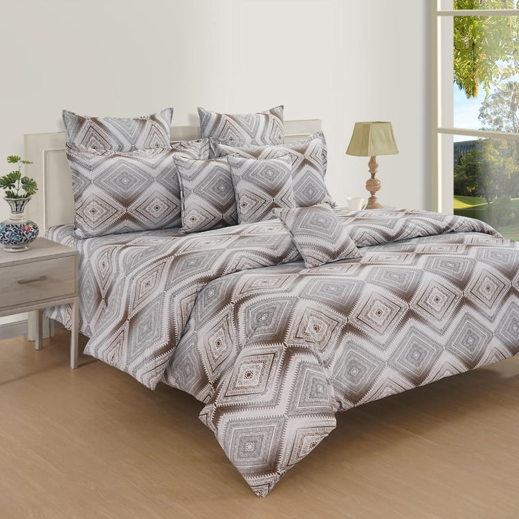 SWAYAM Diamond Dust Geometric Elegance Cotton King Bedsheet Set