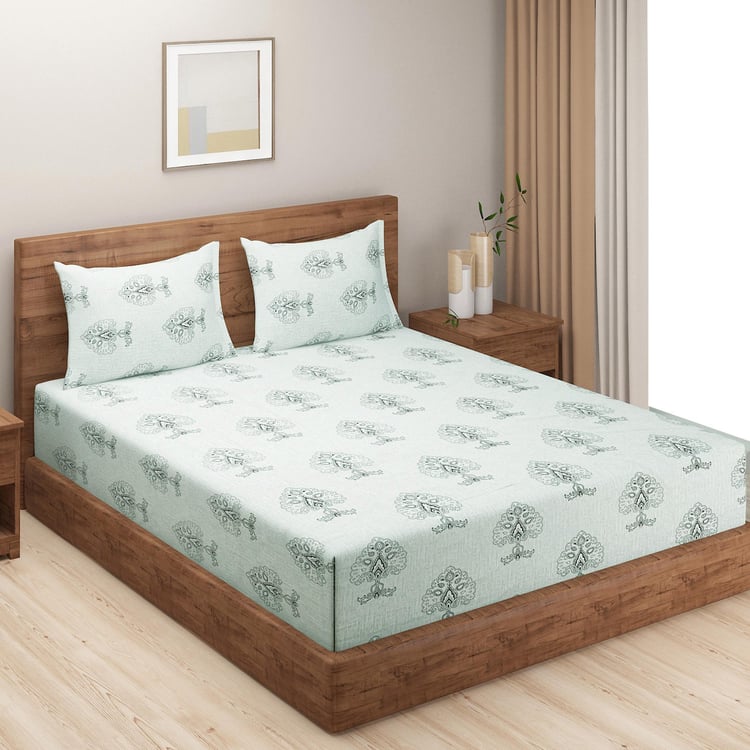 SWAYAM Classic Paisley Elegance Cotton King Bedsheet Set
