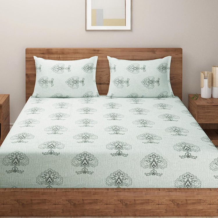 SWAYAM Classic Paisley Elegance Cotton King Bedsheet Set